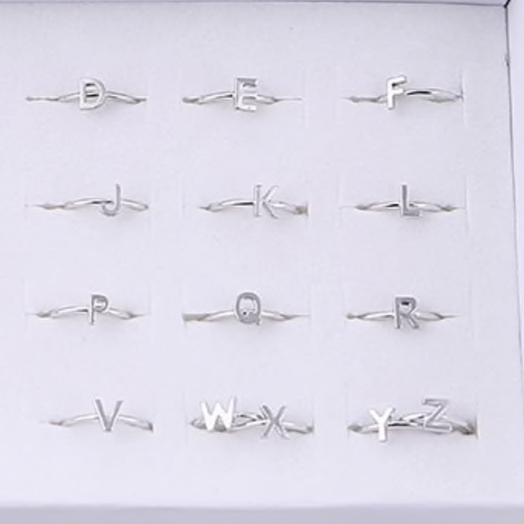 Letter L Name Initial Silver Open Ended Cuff Ring - Picture 3 of 5